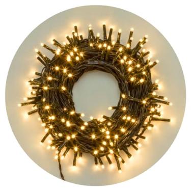 Imagem de Kit 2 Cordão de LED Decorativo, 10 Metros Cada, 100 Luzes Fixas Cada, Branco Quente, para Árvore de Natal, com Conector para Emendas (Branco Quente - Fio Verde, 10m - 220V)