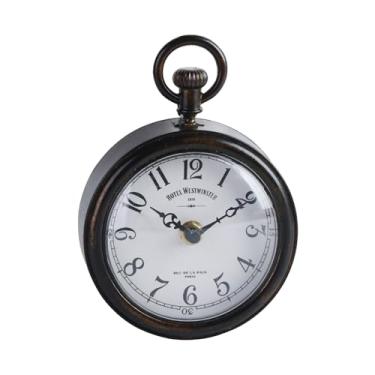 Imagem de NIKKY HOME Relógio de parede preto vintage pequeno, 4,6 polegadas, retro, metal, redondo, operado por bateria, relógio analógico silencioso para cozinha, banheiro, sala de estar, quarto, escritório