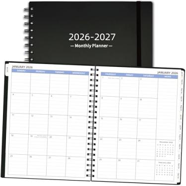 Imagem de Agenda mensal 2026-2027 (19 x 24 cm), de janeiro de 2026 a junho de 2027, calendário de 18 meses, agenda com abas e bolso, preto