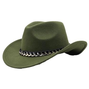 Imagem de Chapéu Fedora feminino masculino chapéu de sol chapéu de cowboy decoração corrente aba larga boné de feltro jazz 11 exército EN8 crianças (52-54 cm)