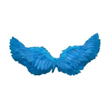 Imagem de KiBcsLic Fantasia de Asa de Anjo com Penas para Carnaval, Festas, Baile de Máscaras para Crianças, Azul