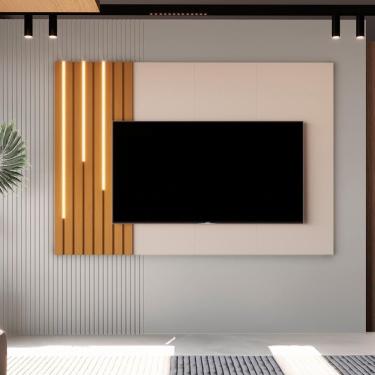 Imagem de Painel Suspenso Boto 1.8 Com Led Sala Para Tv's Até 70 Pol Off White Nature