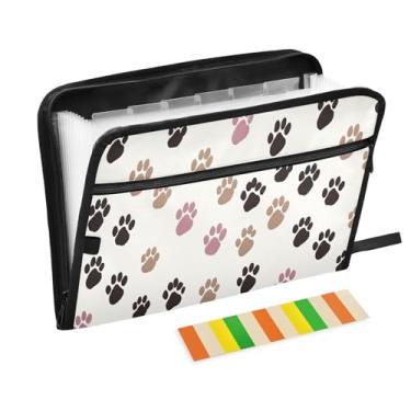 Imagem de Wassud Pasta organizadora de arquivos sanfonada com 13 bolsos marrom e preto com abas e adesivos, organizador de pastas de documentos de recibo de papel tamanho carta A4 para viagens de escritório