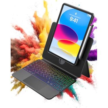 Imagem de avakot Capa com teclado magnético transparente para iPad A16 11ª geração 11 polegadas 2025/10ª geração 11 polegadas 2022, 7 cores retroiluminadas e trackpad multitoque, capa protetora removível de