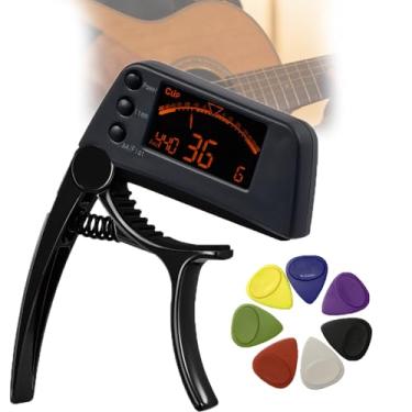 Imagem de Afinador De Guitarra Com Capo 2 Em 1com Tela De Led E Palheta, AfinaçãO Precisa Usando O Sistema De Temperamento Igual De Doze Tons Para Guitarra, Baixo E AfinaçõEs Especiais