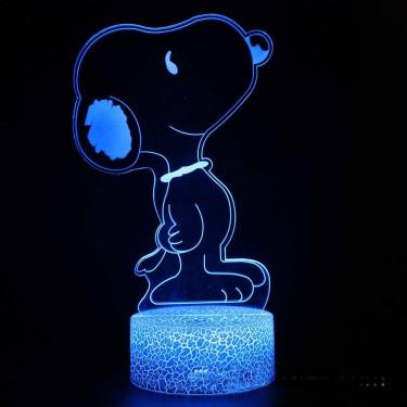 Imagem de Lâmpada de luz noturna Snoopy Anime Decor 3D Illusion com 7 cores