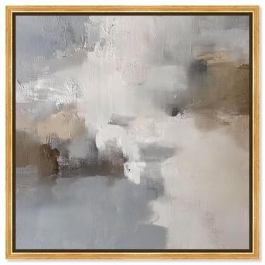 Imagem de Decoração de parede minimalista com impressão em tela Gesso Impressions II da Art Remedy, moldura dourada, 61 x 61 cm