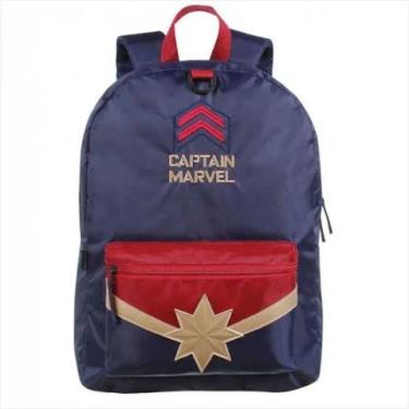 Imagem de Mochila De Costas Para Meninas Super Heroina Capitã Marvel Reforçada Resisitente - Captain Marvel Azul Escuro