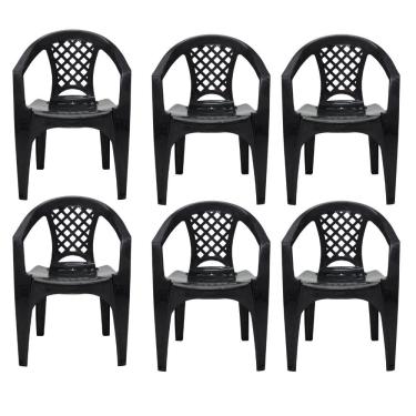 Imagem de Kit 6 Cadeiras Tramontina Iguape Polipropileno Empilháveis Preto