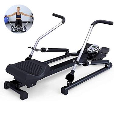 Imagem de U5GAAALPPQ9 Máquina de remo para uso interno, dobrável, dispositivo fitness de ajuste de resistência de 6 estágios e monitor LCD para melhorar a saúde cardiovascular e queimar calorias