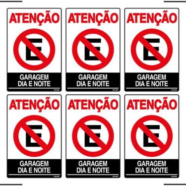Imagem de Combo 6 Placas De Sinalização Atenção Proibido Estacionar Garagem Dia 