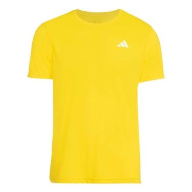 Imagem de Camiseta Adidas Own The Run 3 Stripes Masculina - Amarelo G-Masculino
