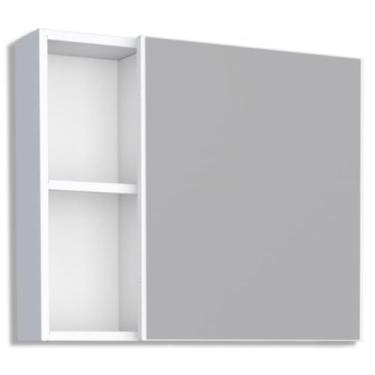 Imagem de Espelheira em Aço Ameixa para Banheiro com Armário Branco 60cm - P8930