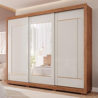 Imagem de Guarda-roupa Casal 3 Portas de Correr com Pés e Espelhos 269cm 100% Md