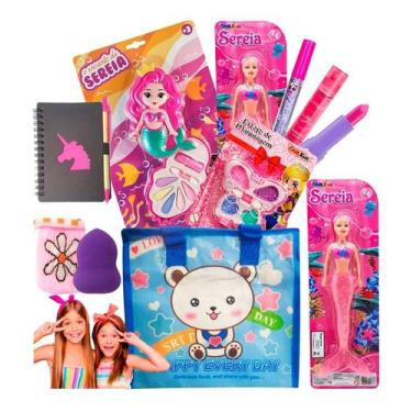 Imagem de Kit Maquiagem Unicórnio Infantil Completo Batom Sombra - discoteen