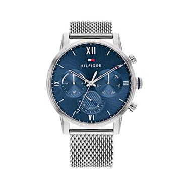 Imagem de Tommy Hilfiger Relógios masculinos multifunções de quartzo – Resistente à água até 3 ATM/30 metros – Moda para uso diário – 44 mm, Azul, Relógio de quartzo
