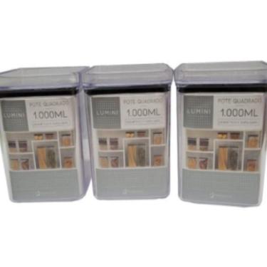 Imagem de Potes Herméticos Lumini Quadrado C/3 Peças 1.000Ml - Kit0056