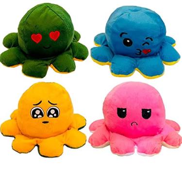 Imagem de Polvo do Humor Bipolar Reversível Feliz e Bravo Triste Polvinho Brinquedo de Pelúcia - Promoção (Menina)