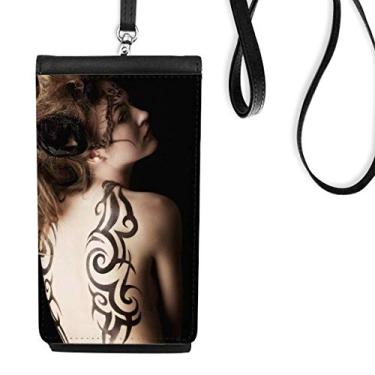 Imagem de Tatuagem Brunette Beauty Pintura Corporal Menina Bolsa Móvel Pendurada Bolso Preto