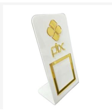 Imagem de Placa Display QR code PIX - Tintin, Branco Dourado