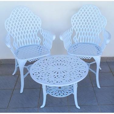 Imagem de Conjunto de Mesa Para Jardim Copacabana com 2 Poltronas e Mesa Baixa em Alumínio Fundido Unifer Móveis