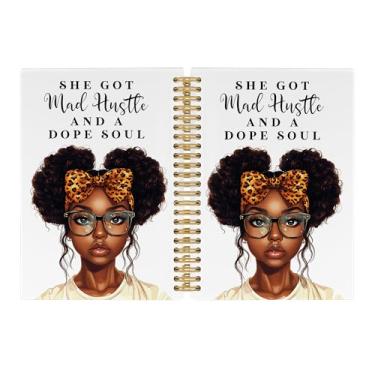 Imagem de Pugwak Caderno inspirador para meninas negras – Cadernos femininos empoderados, pautados para faculdade, trabalho, escola, presentes para mulheres de negócios, meninas, material de escritório, caderno