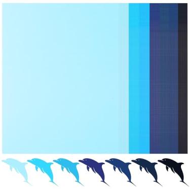 Imagem de Cartolina de 70 folhas de tons azuis - 7 cores gradientes cartolina 21 x 28 cm, 41,7 kg/250 g/m², papel pesado série azul cartolina dupla face PAP13MX1