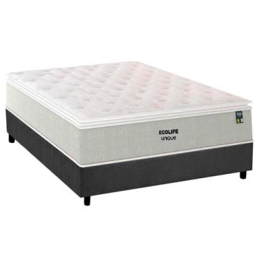 Imagem de Cama Box Casal: Colchão Molas Ensacadas Plumatex Ecolife + Base CRC Su