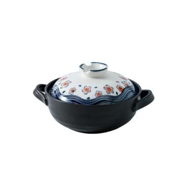 Imagem de Conjunto criativo japonês minimalista de utensílios de cozinha, panela de barro resistente ao calor para casa, sopa, flor, macarrão - caixa de 2500 ml, quatro estações, inverno