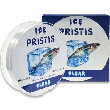 Imagem de Pristis Linha de pesca no gelo revestida com fluorocarbono de 2,7 kg, copolímero transparente resistente à abrasão, linha de nylon de alta resistência com carretel, superior, sem congelamento, baixa