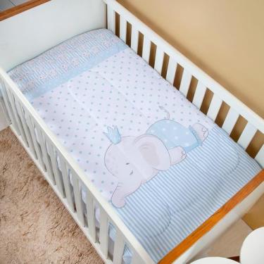 Imagem de Edredom Berço Americano para Bebê Menino Sublimado - Carinha de Anjo, 