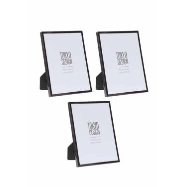 Imagem de Kit 3 Porta Retrato em Metal e Vidro 15x20 Lisa Preto Brilho - Tokyo D