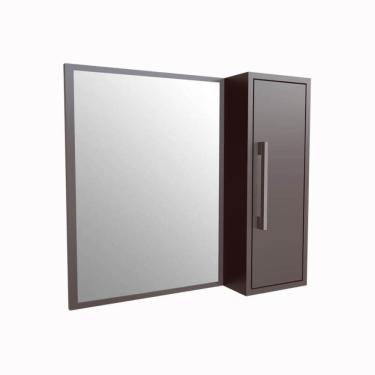 Imagem de Armário Espelheira Para Banheiro Alice Grafite com 1 Porta e 2 Prateleiras