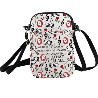 Imagem de PXTIDY Bolsa tiracolo Theatre Merch Phantom Opera Musical Máscara Fantasma Teatro Bolsa Presentes Musicais, Bege, Small