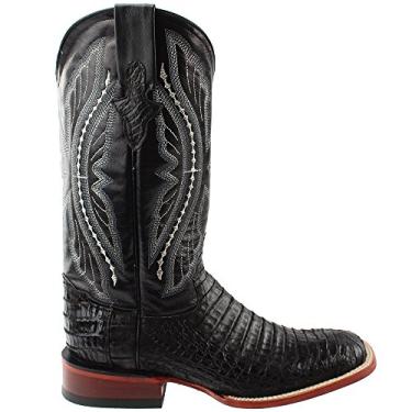 Imagem de Ferrini Bota masculina Italia Belly Caiman bico quadrado cano médio - Preta, Preto, 9