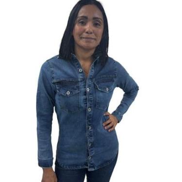 Imagem de Camisa Jeans Feminina - Marilu Fashion-Feminino