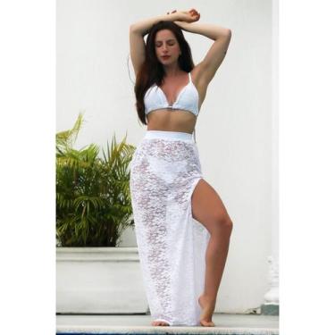 Imagem de Saída de Praia Saia de Renda com Fenda Lateral - RACY, BRANCO, PP