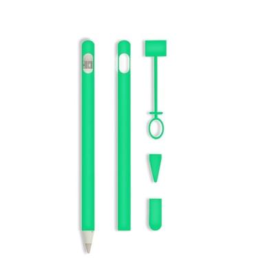 Imagem de siduater Capa de silicone para Apple Pencil 1ª geração, capa de caneta ultraleve acessórios de proteção macia para iPad Pencil com 2 capas de ponta 1 cabo adaptador de cabo, verde brilhante