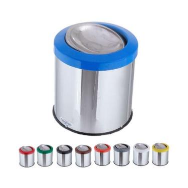 Imagem de Lixeira Inox Com Tampa Basculante 10 Litros Flip Top - CM Design, Azul