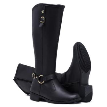 Imagem de Bota Montaria Feminina de Cano Alto com Ziper e Fivela Moda Inverno Sc