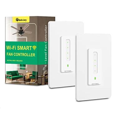 Imagem de Controle de ventilador de teto inteligente TASMOTA da Martin Jerry 2 unidades | Controle de velocidade de 4 níveis, controle de voz da Alexa, Google Home, precisa de fios neutros, WiFi 2,4 G apenas