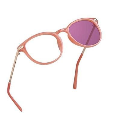 Imagem de Óculos de bloqueio de luz azul, óculos de sol rosa fotocrômico, antifadiga, óculos de leitura de computador, óculos de jogos, óculos de TV para mulheres, antiUV, antirreflexo (rosa, ampliação de 0,75).