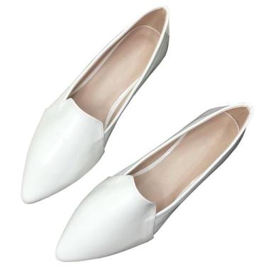 Imagem de Sapatos de balé SAILING LU, sapatilhas femininas, bico pontudo, branco