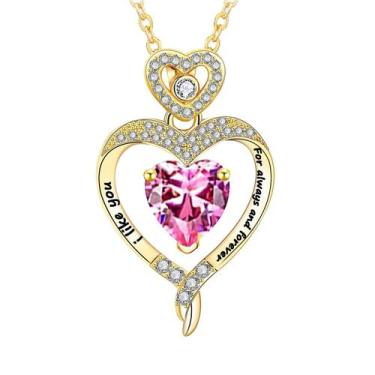 Imagem de Colar de pingente em forma de coração de prata banhada a ouro Ladies D