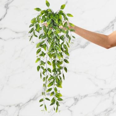 Imagem de Planta artificial pendurada, vegetação falsa em vaso para escritório, sala de estar, banheiro, decoração interna e externa, ervilha