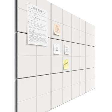 Imagem de Bumusty Quadro de cortiça grande alternativo - 47 x 35 azulejos de quadro de avisos de feltro, com 30 pinos, 70 abas adesivas, 12 painéis de parede de ripas, quadros de cortiça para escritório placa