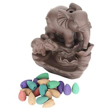 Imagem de Queimador de incenso com fluxo reverso, formato de elefante, cascata, aromaterapia, suporte de cerâmica, decoração para meditação, yoga, spa, decoração de casa