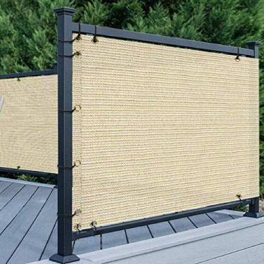 Imagem de Cerca Decorativa Tela Privacidade Varanda Protetor Solar 200GSM Tecido Respirável Resistente a UV e Água Vegetal Proteção de Plantas Cercas Decorativas (Bege 0,75 x 6 m)