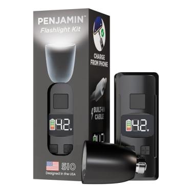 Imagem de Penjamin Mini lanterna recarregável, com cabo de bateria USB C embutido, tensão ajustável de 1,5 V a 4,2 V, visor de LED, ponta de lâmpada removível