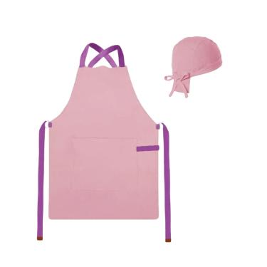 Imagem de Avental Alça Cruzada e Bandana Faixa Rosa Roxo Sorveteria